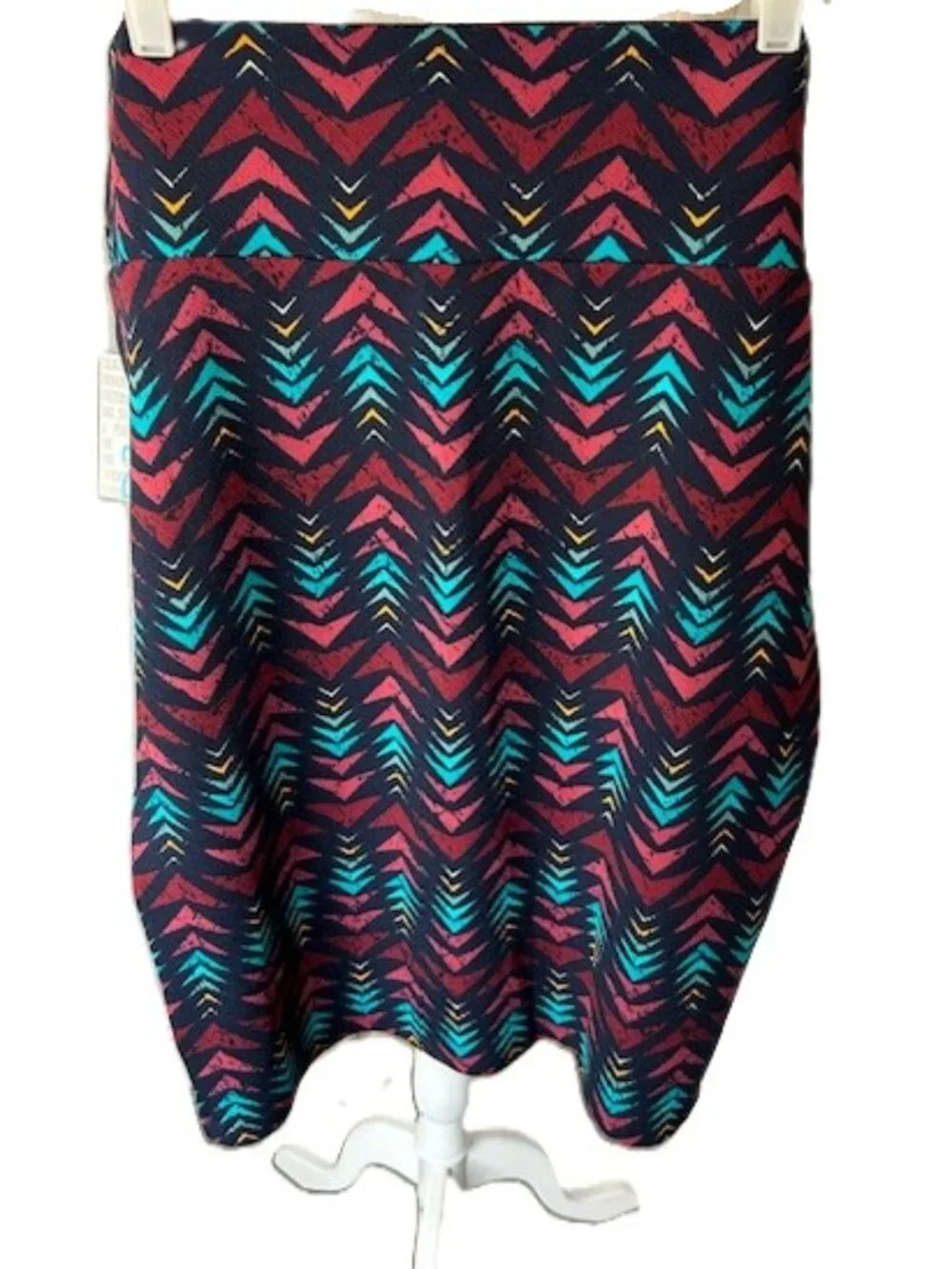 LuLaRoe Cassie Pencil Skirt 2XL Multicolor Geometric Pull On Stretch